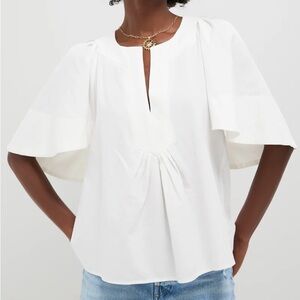 POMANDER PLACE White Finley Flutter Sleeve Top Size Small